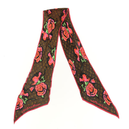 Louis Vuitton Silk Monogram Roses Scarf Marron 2 of 3