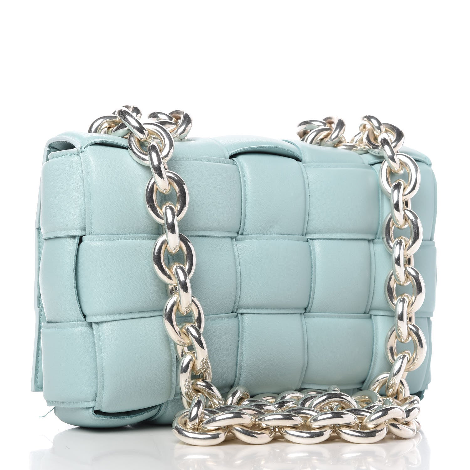 Bottega Veneta Lambskin Maxi Intreccio Padded Chain Cassette Crossbody Bag Spearmint 3 of 9
