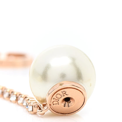 Christian Dior Pearl Crystal Star Tribale Dangle Chain Earrings Rose Gold 4 of 4