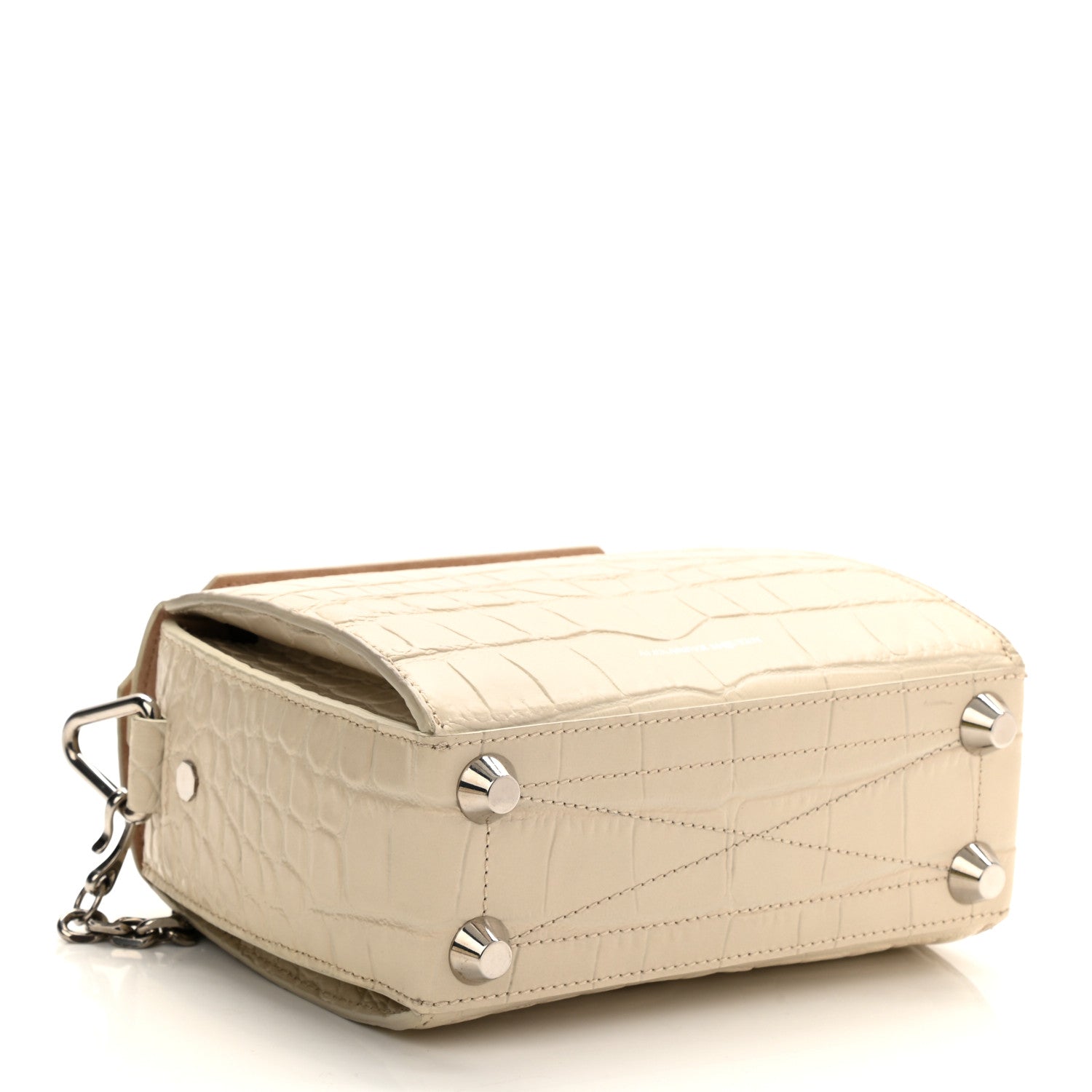 Alexander McQueen Calfskin Crocodile Embossed Box Shoulder Bag 19 Cream 3 of 8