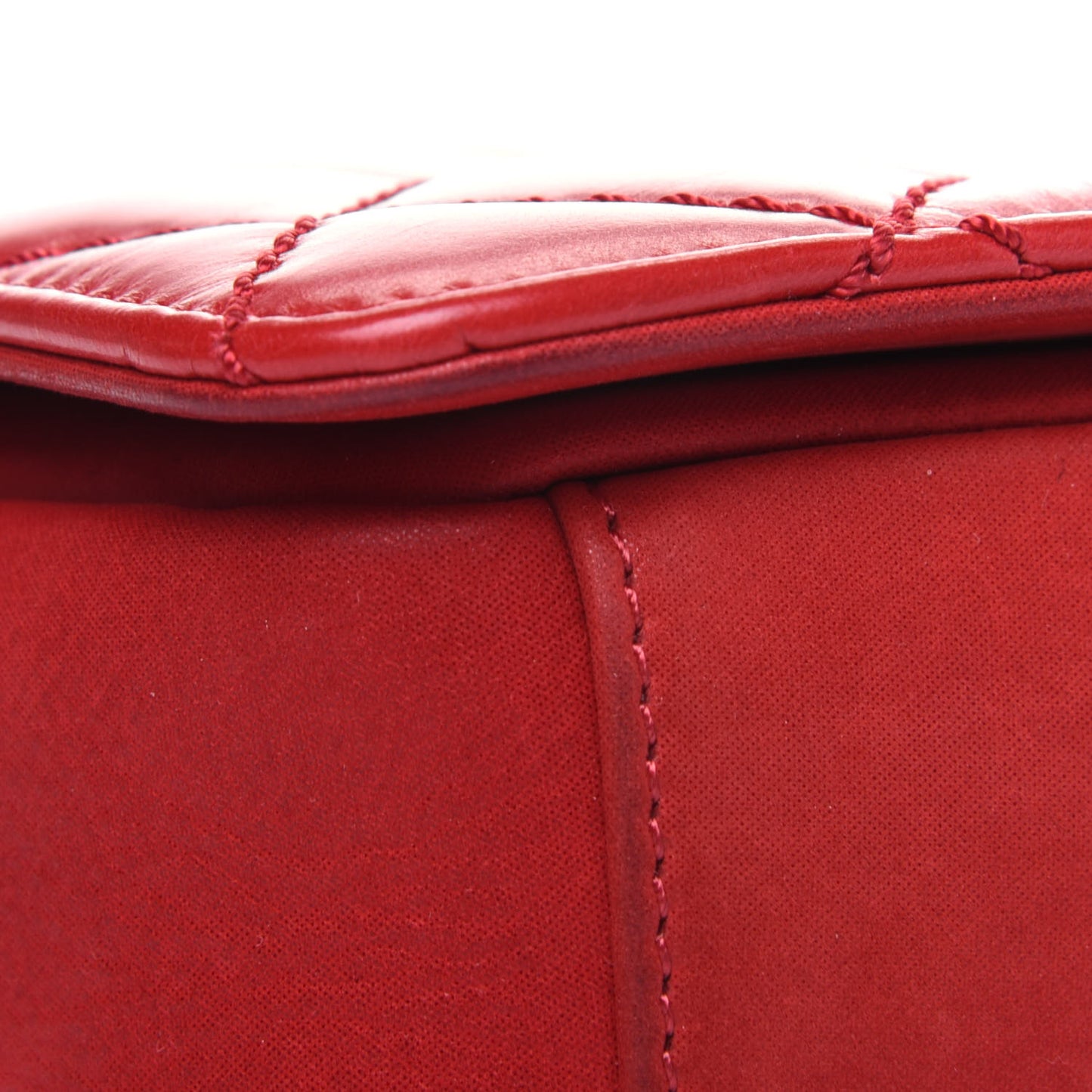 Glazed Calfskin Quilted Small Day Trip Flap Red