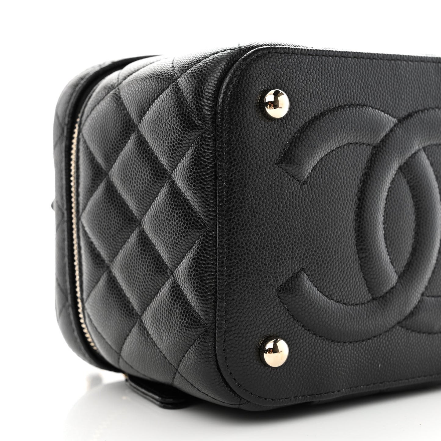 Caviar Quilted Small CC Vanity Case Black