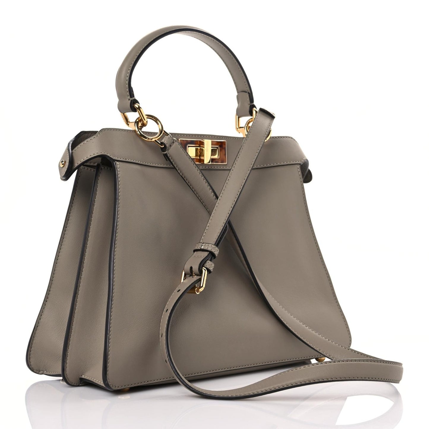 Vitello Seta Shiny Nappa Plexiglass Medium Peekaboo I SEE U Satchel Tortora