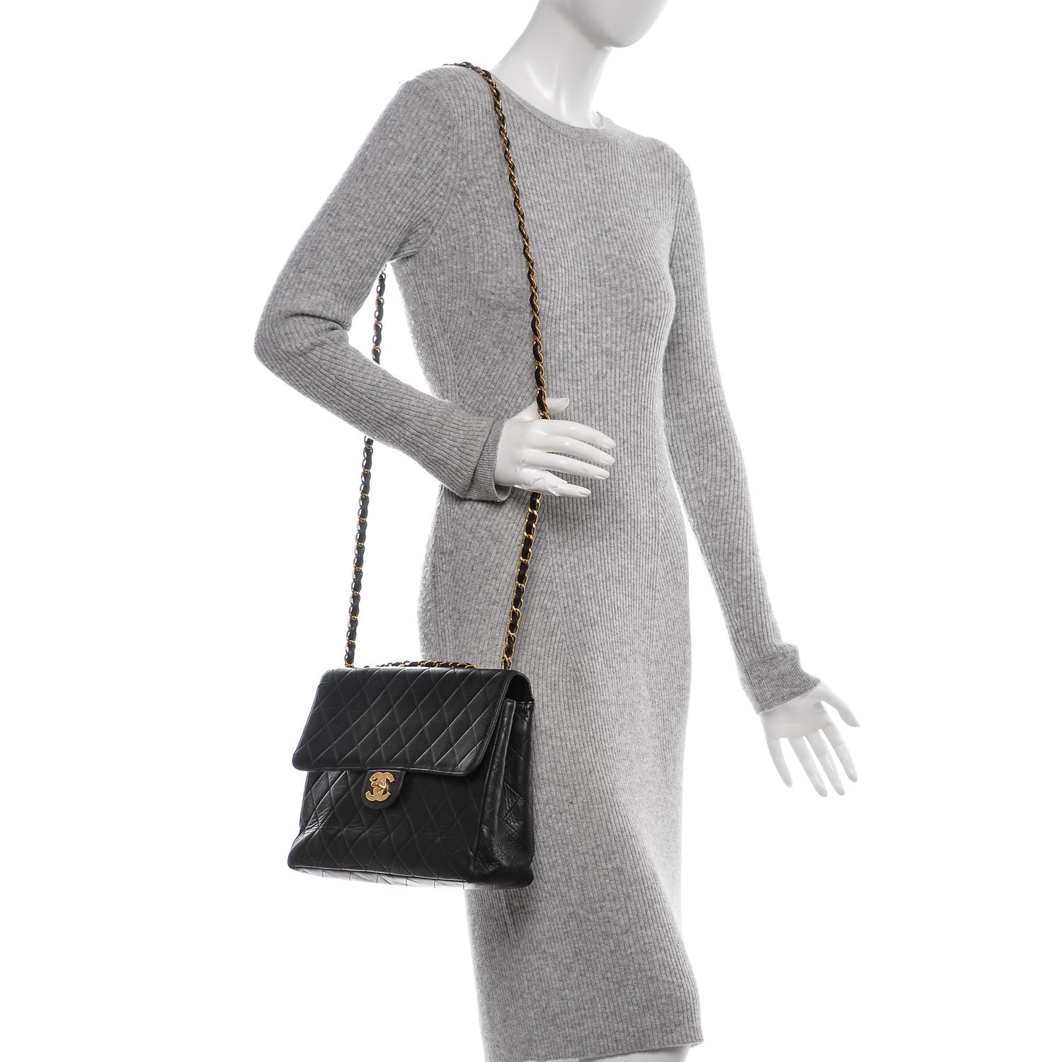 Chanel Lambskin Quilted Jumbo Single Flap Black 2 of 12
