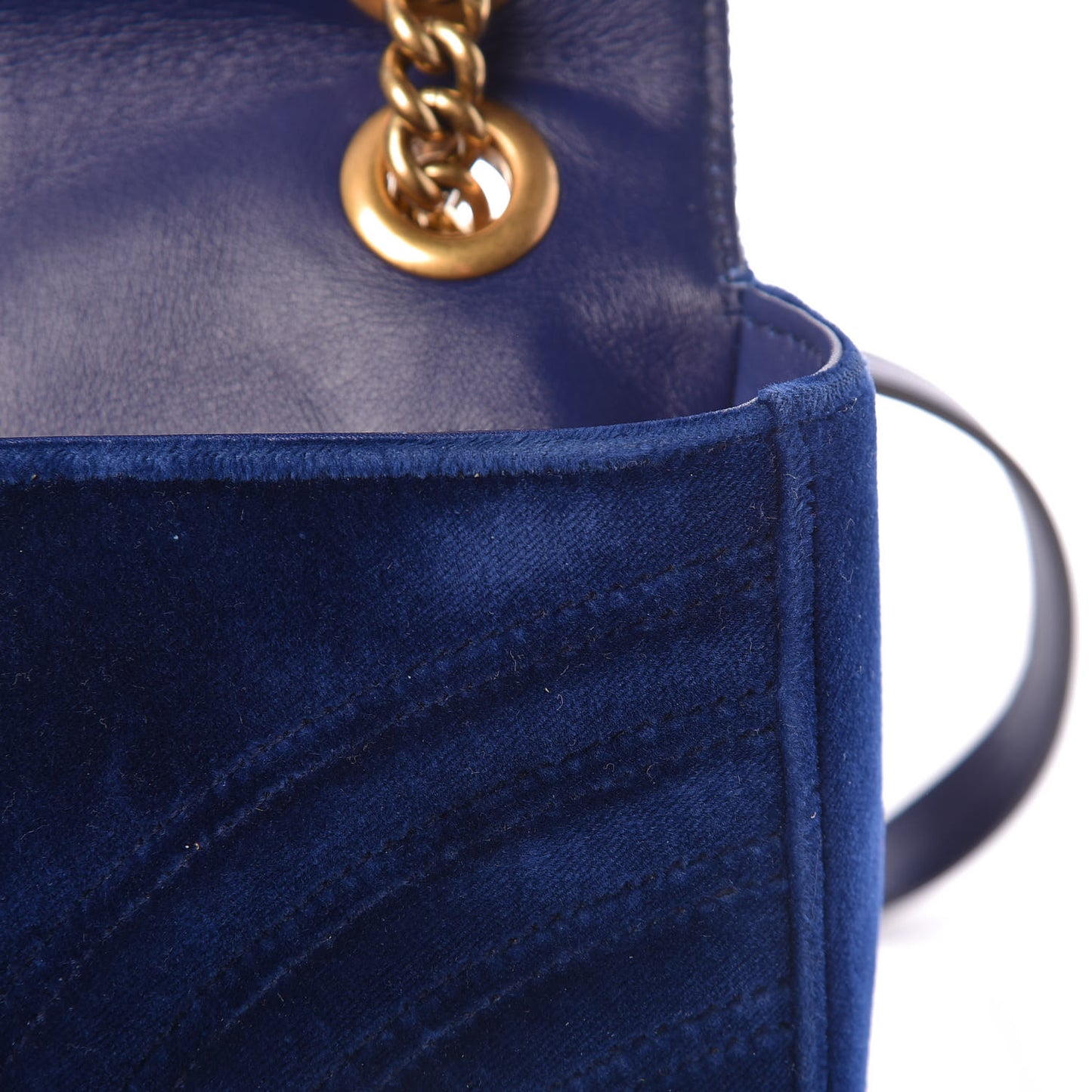 Velvet Matelasse Small GG Marmont Shoulder Bag Cobalt Blue
