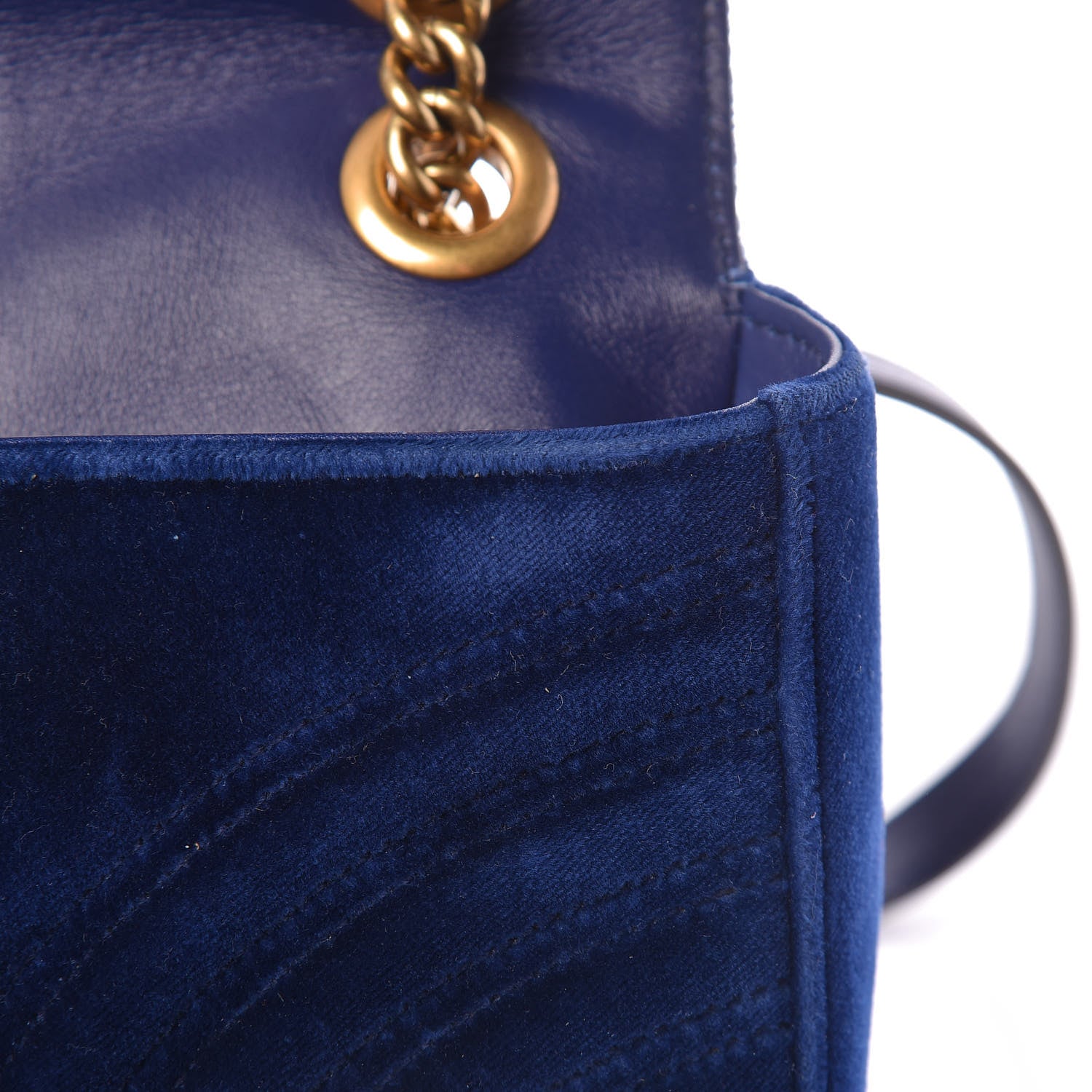 Gucci Velvet Matelasse Small GG Marmont Shoulder Bag Cobalt Blue 16 of 20