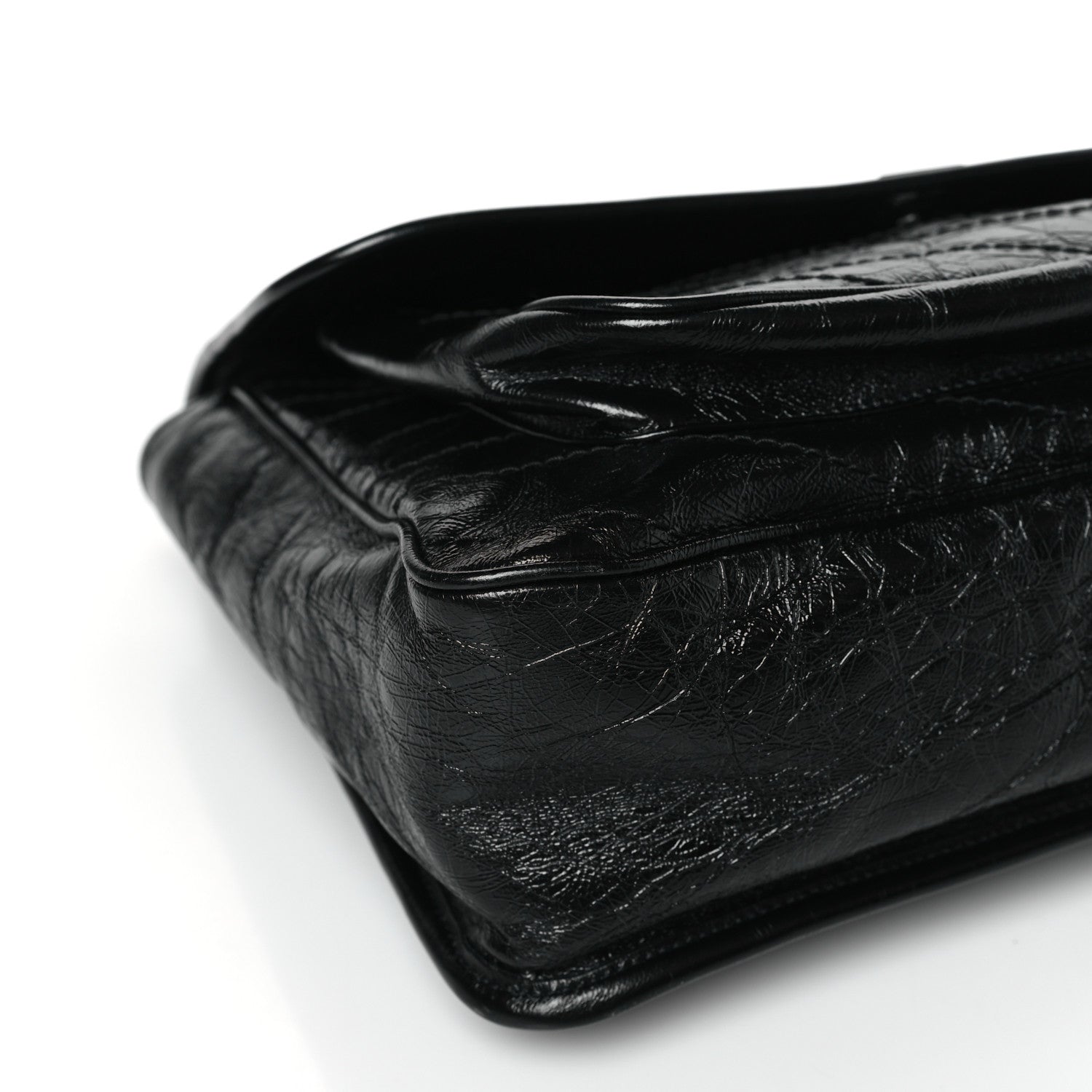 Saint Laurent Crinkled Calfskin Matelasse Monogram Large Niki Chain Satchel Black 8 of 9