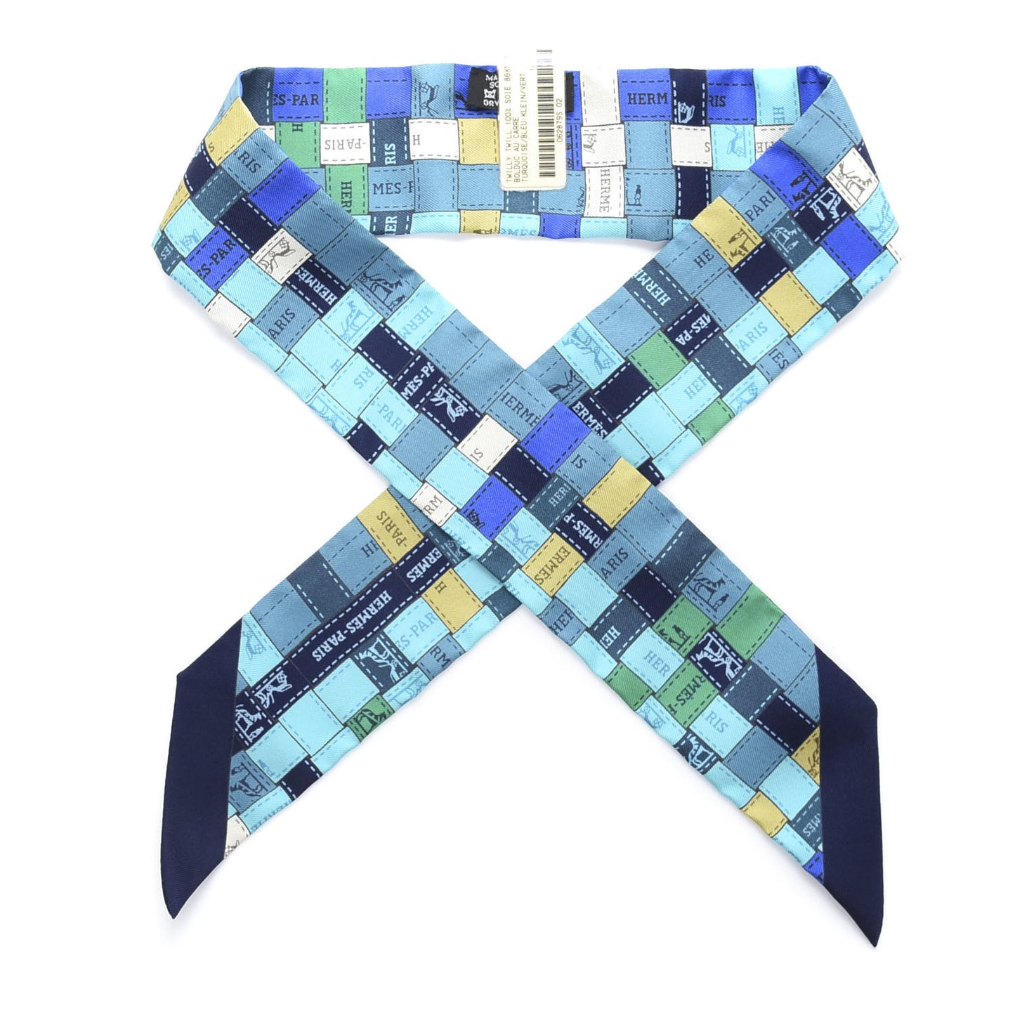 Silk Bolduc Au Carre Twilly Turquoise Bleu Klein Vert