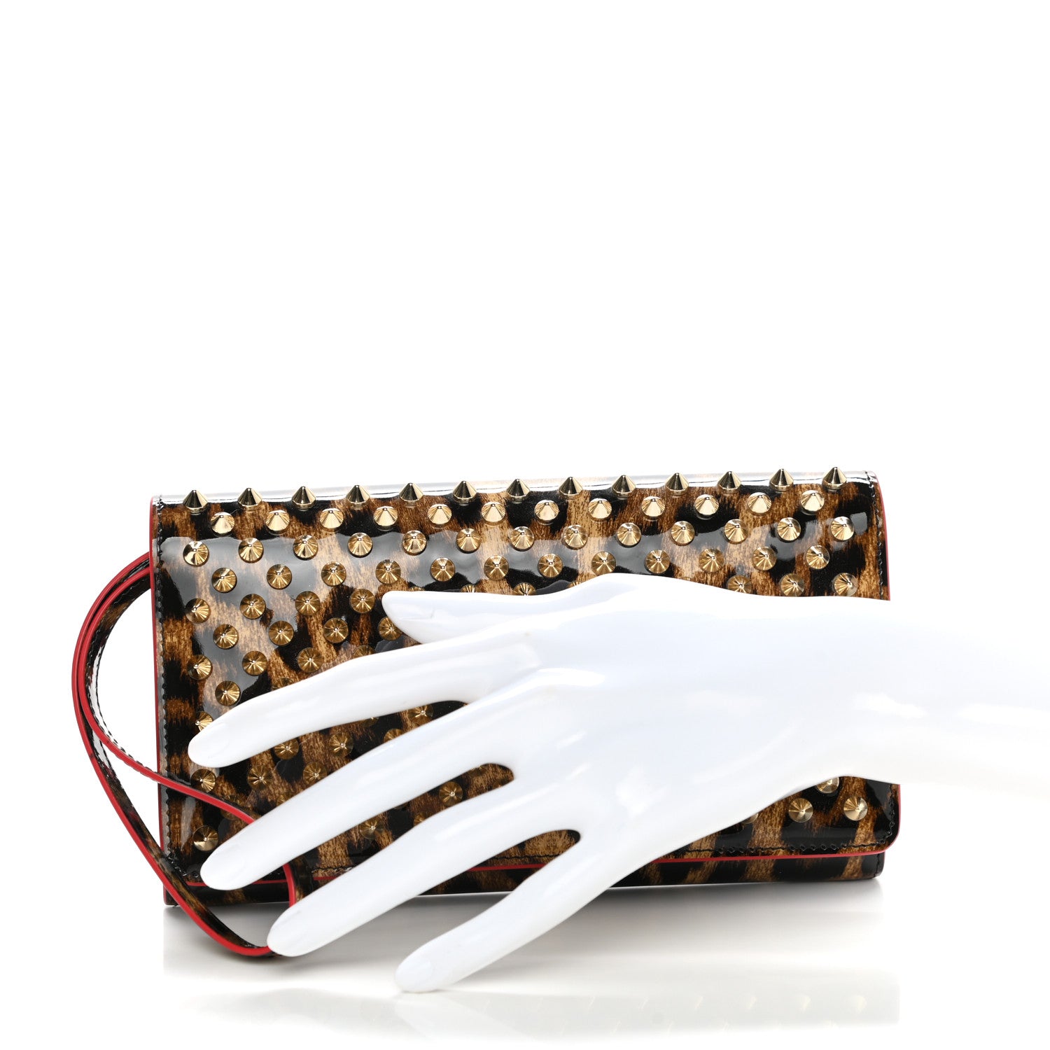 Christian Louboutin Patent Spiked Macaron Flap Wallet Leopard 2 of 7