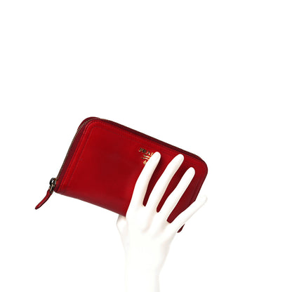 Prada Vitello Daino Metal Zip Around Wallet Rosso 15 of 16