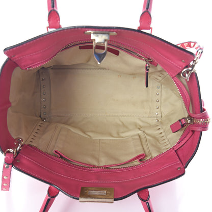 Valentino Garavani Vitello Rockstud Double Handle Tote Pop Fuxia 5 of 10