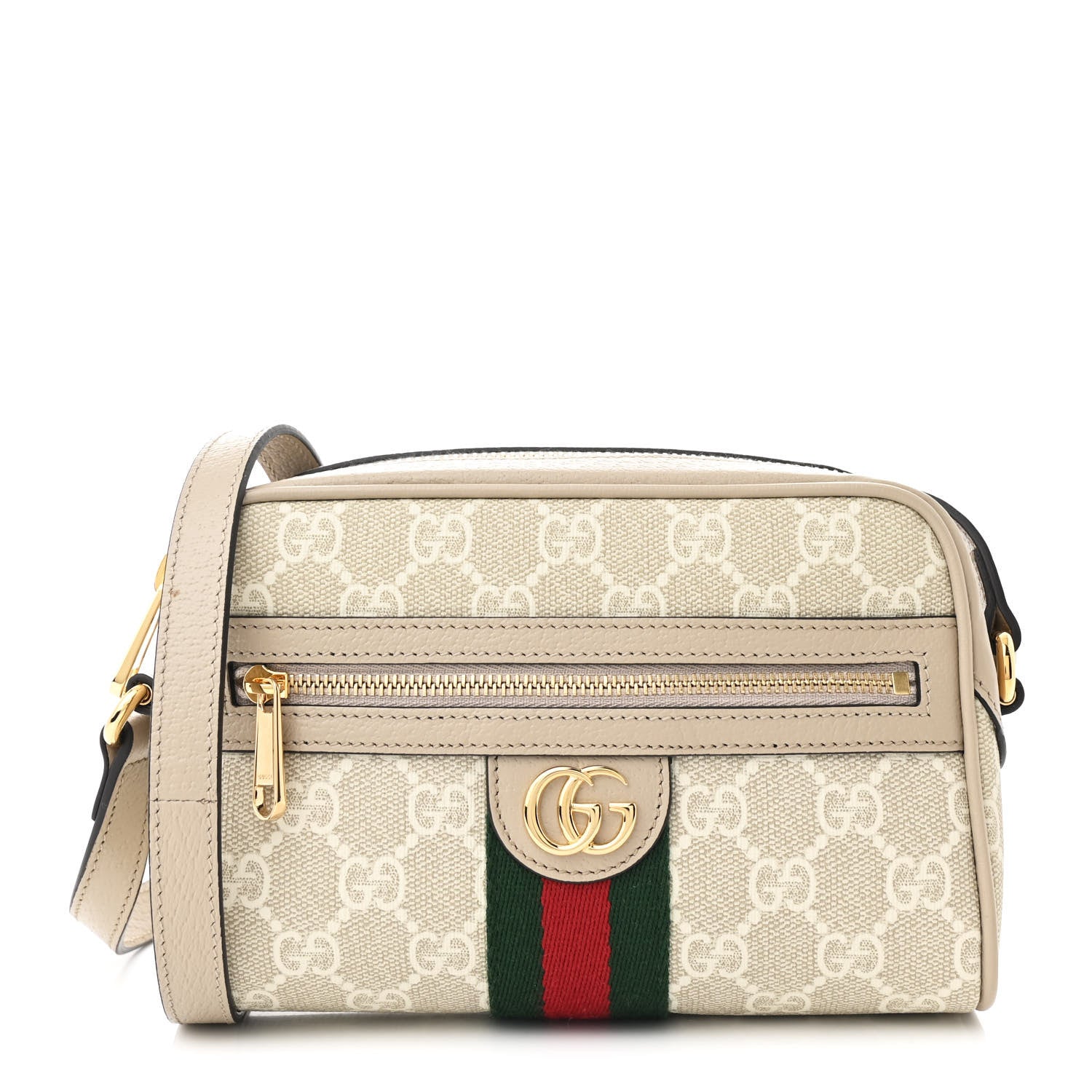 Gucci GG Supreme Monogram Textured Dollar Calfskin Mini Ophidia Shoulder Bag Beige Mystic White Oatmeal 1 of 12