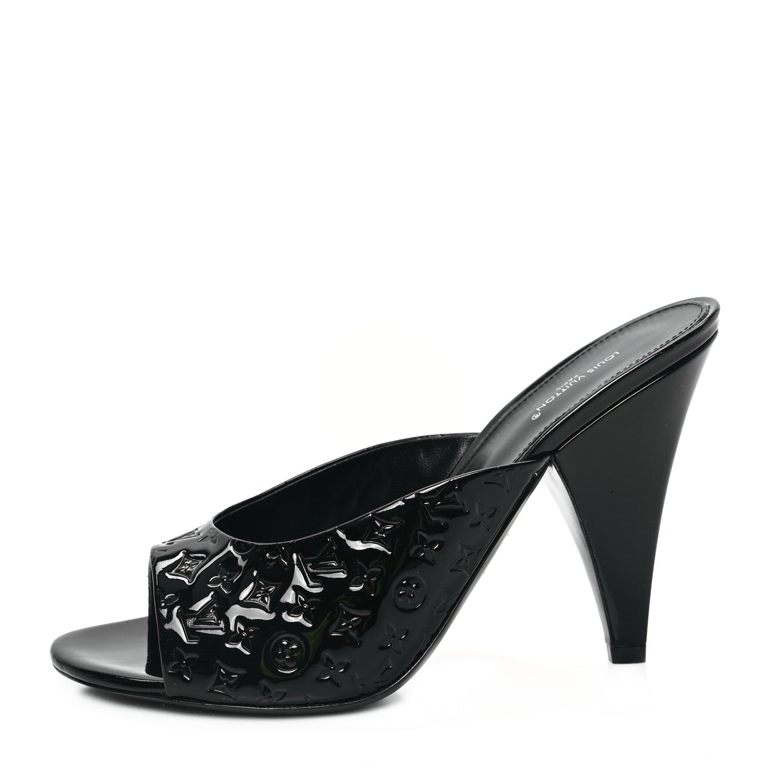 Louis Vuitton Patent Calfskin Monogram Embossed Super Mules 40 Black 1 of 8