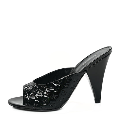 Louis Vuitton Patent Calfskin Monogram Embossed Super Mules 40 Black 1 of 8