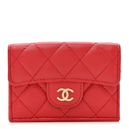 Chanel Lambskin Quilted Double Flap Wallet  Red 1 of 11