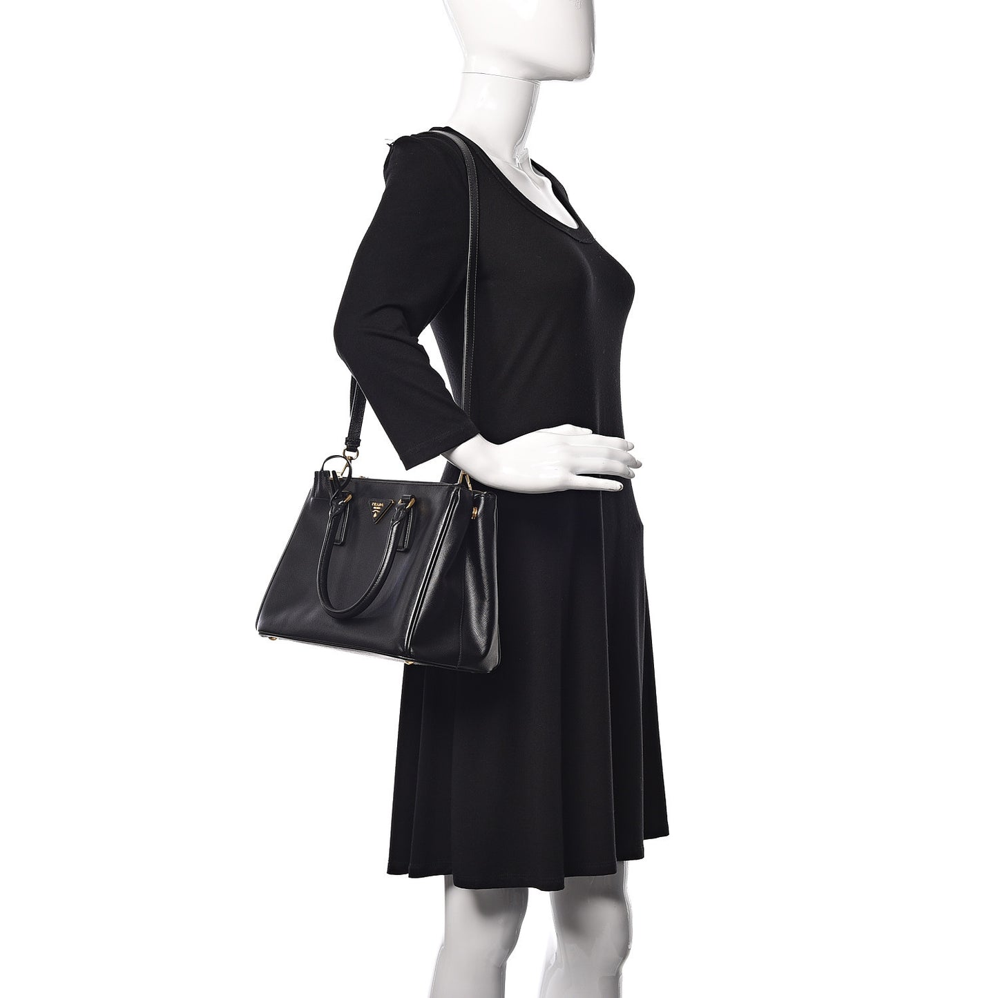 Saffiano Small Galleria Double Zip Tote Black