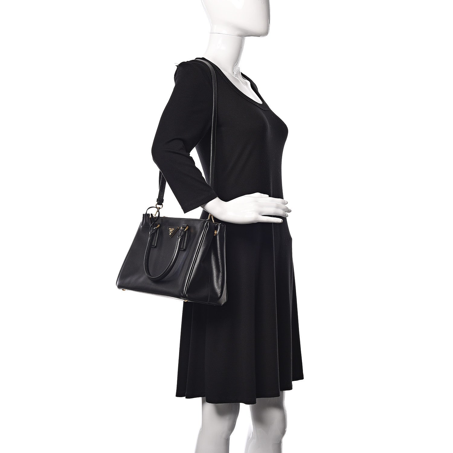 Prada Saffiano Small Galleria Double Zip Tote Black 2 of 14
