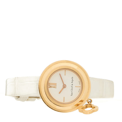 Van Cleef & Arpels 18K Rose Gold Alligator 25mm Charms Quartz Watch 3 of 10