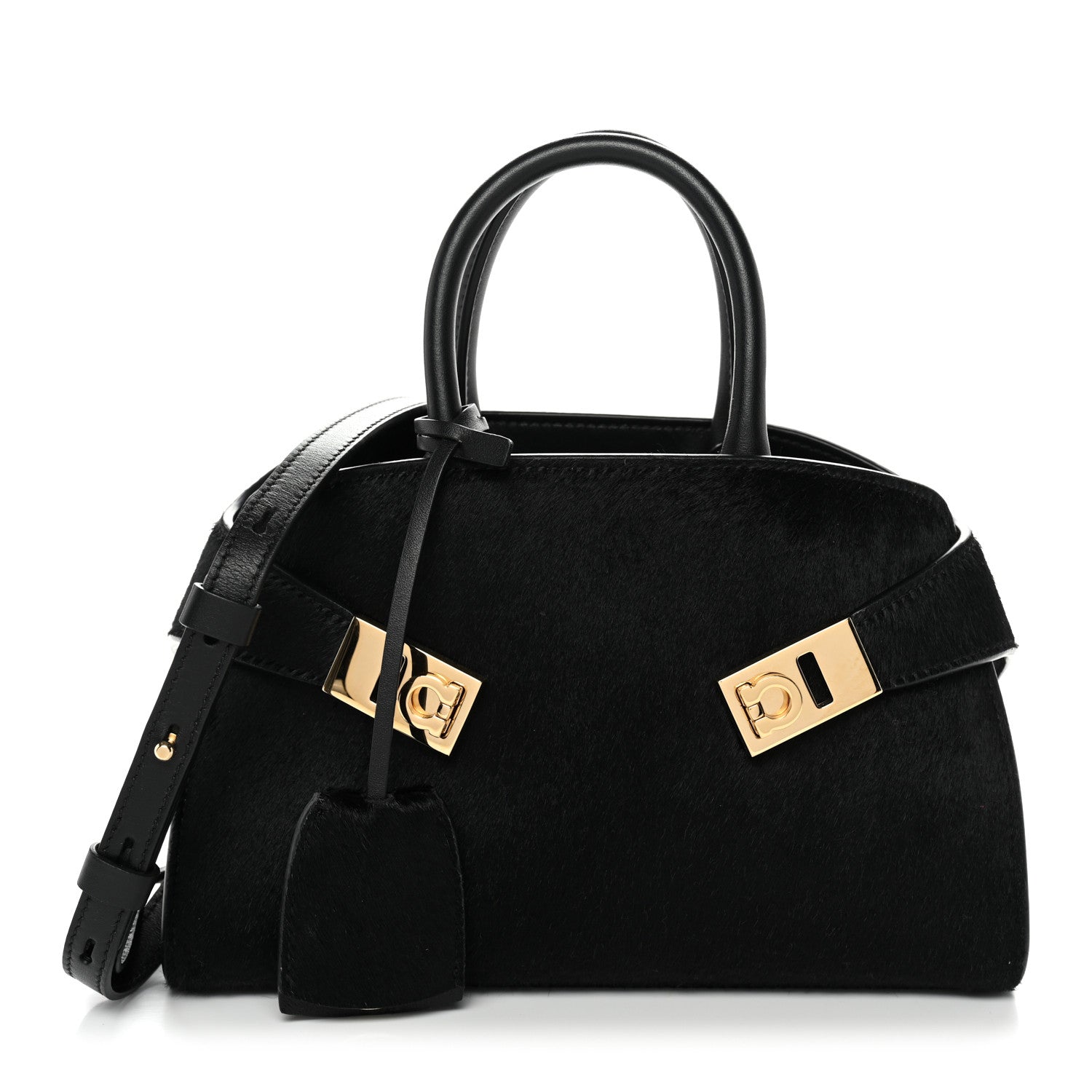Salvatore Ferragamo Pony Hair Mini Hug Bag Black 1 of 10