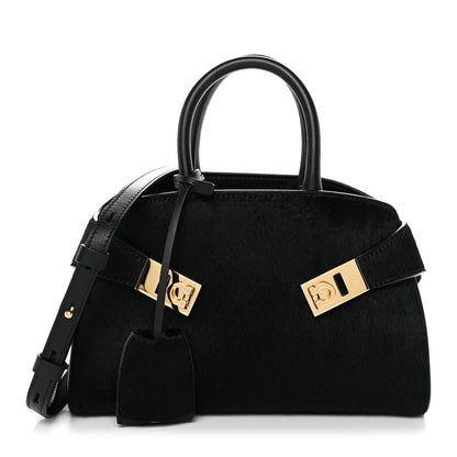 Salvatore Ferragamo Pony Hair Mini Hug Bag Black 1 of 10