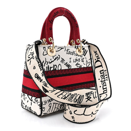 Christian Dior Canvas Medium DiorAmour Graffiti Lady D-Lite Latte 3 of 11