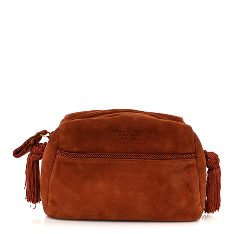 Scamosciato Suede Tassel Pouch Brown