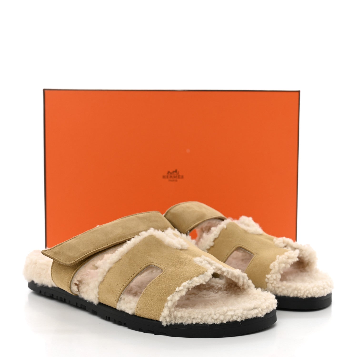 Hermes Suede Goatskin Woolskin Womens Chypre Sandals 40 Beige Albatre Ecru 9 of 9