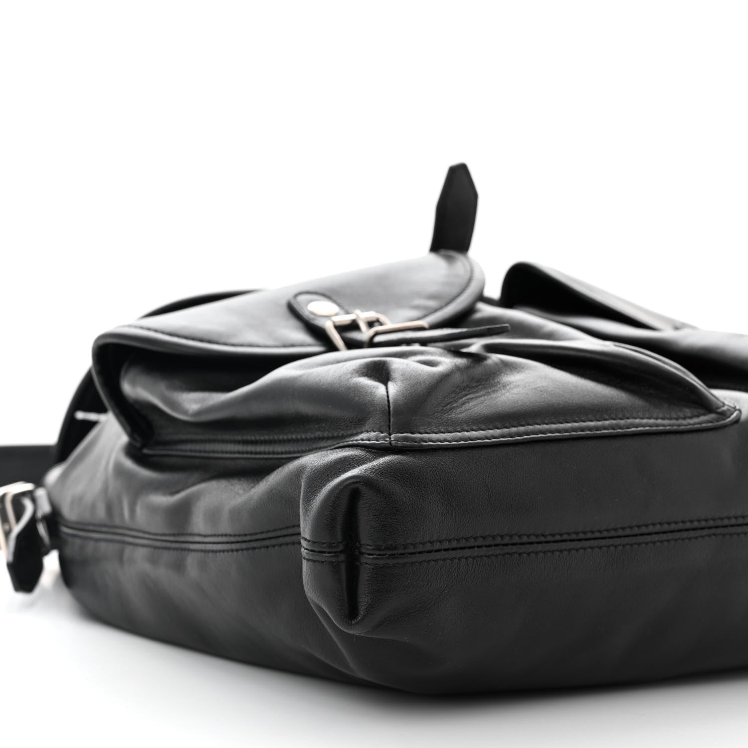 Saint Laurent Calfskin Shoulder Backpack Bag Black 9 of 10