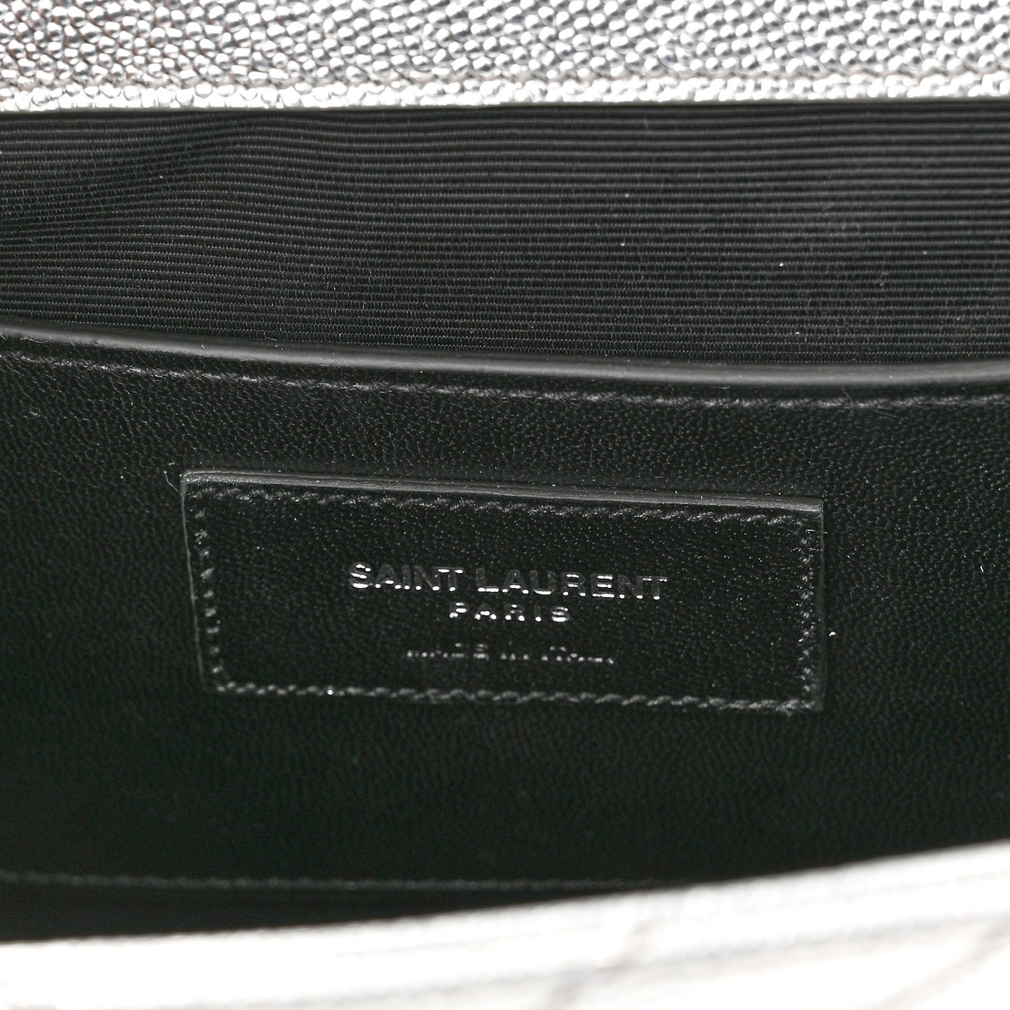 Metallic Grain De Poudre Matelasse Chevron Medium Monogram Satchel Silver