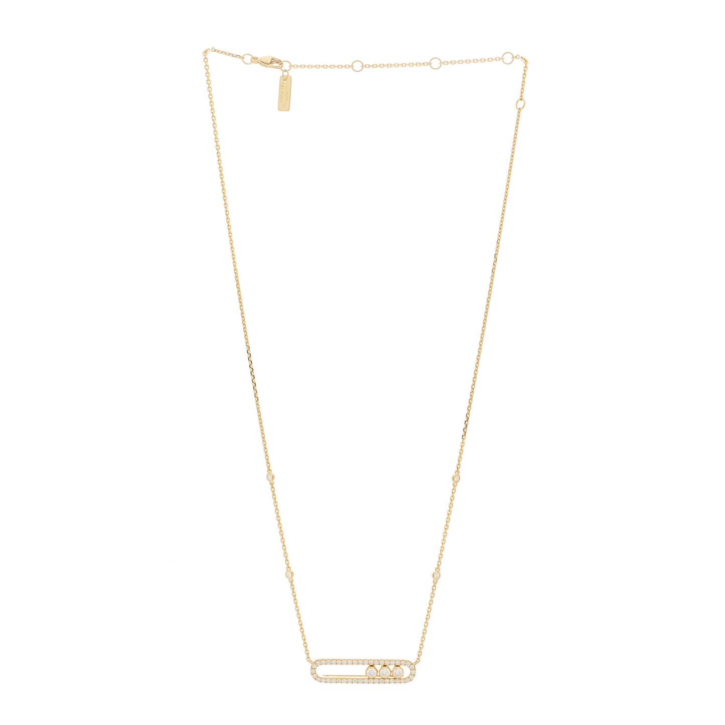 18K Yellow Gold Diamond Move Pave Necklace