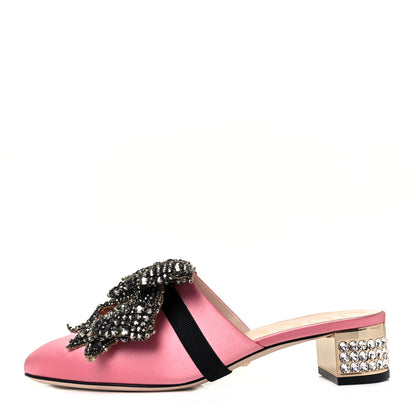 Gucci Raso Satin Crystal Embellished Bow Mules 38 Peonia 1 of 8