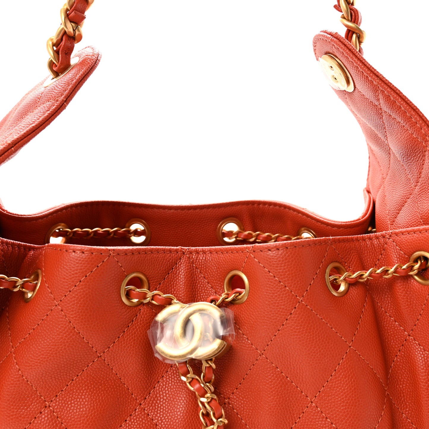 Caviar Quilted Small Chanel 25 Handbag Dark Orange