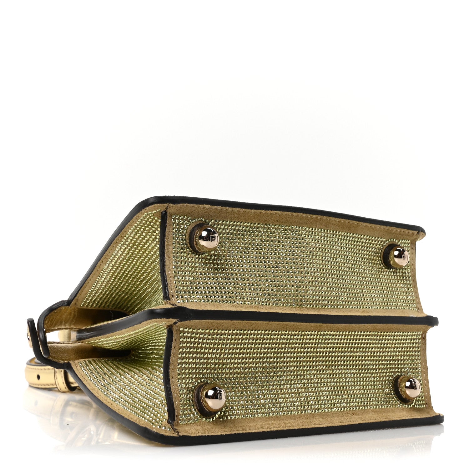 Fendi Crystal Vitello Laminato FF Petite Peekaboo I SEE U Satchel Crystal Platinum Light Gold 4 of 9