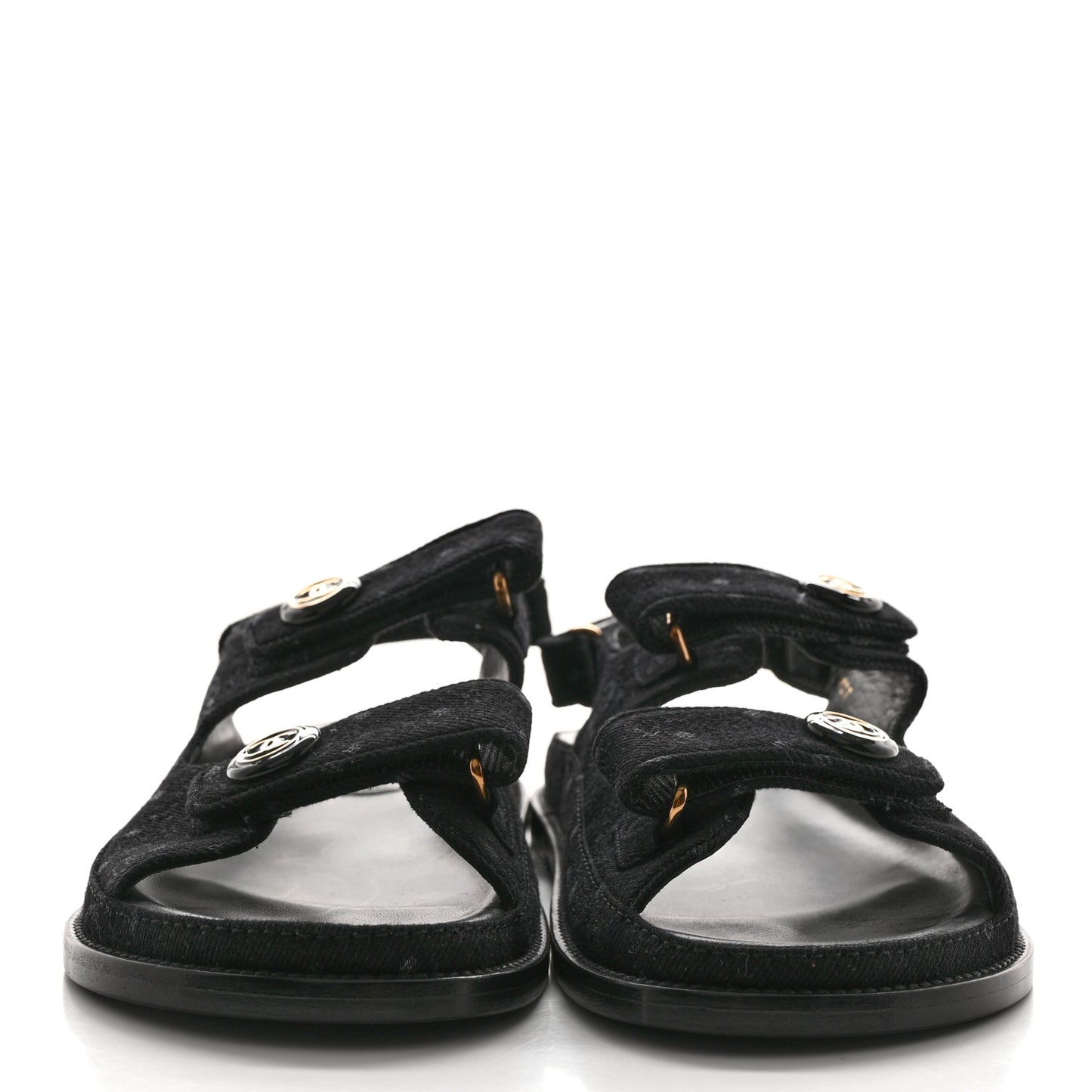 Denim Printed Dad Sandals 39.5 Black