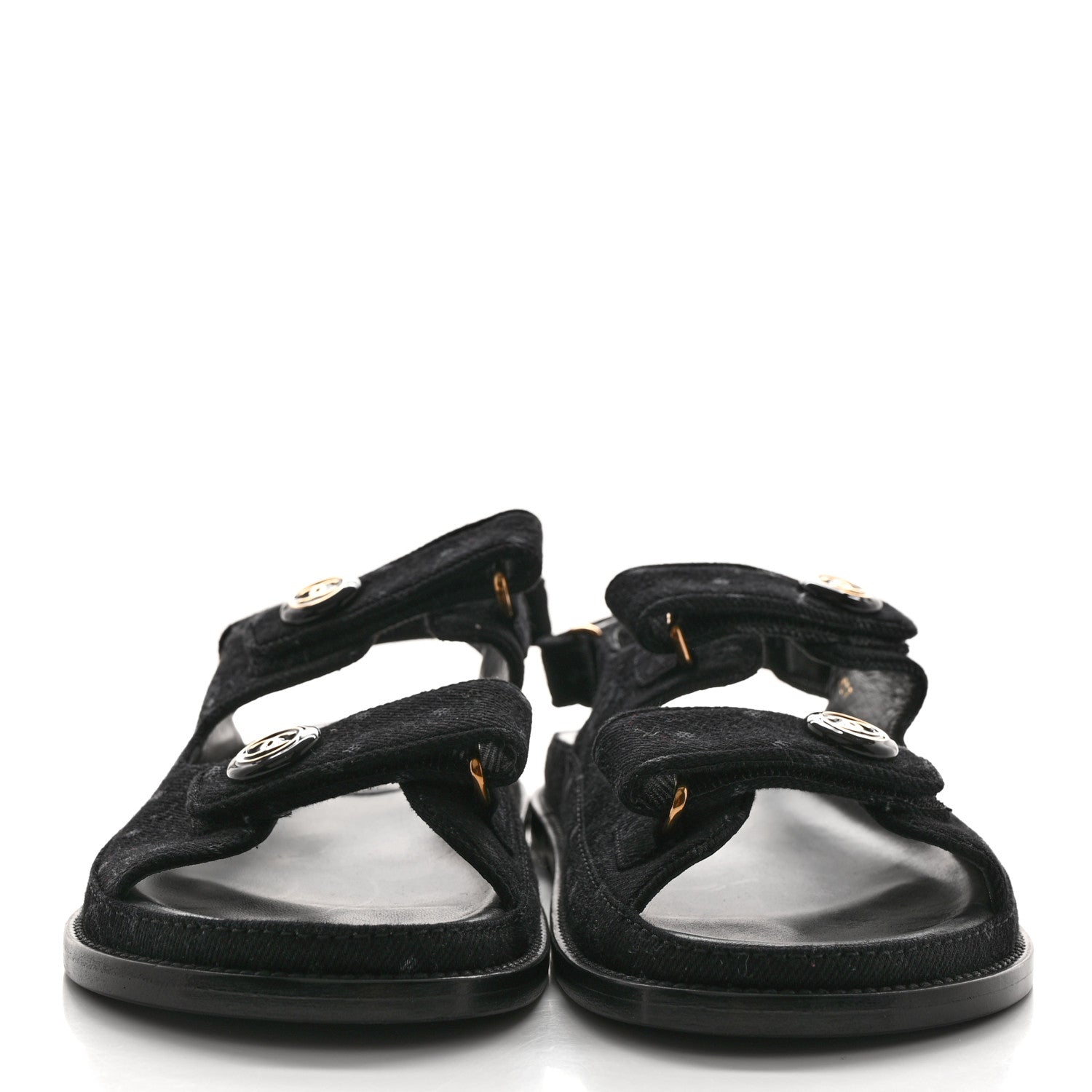 Chanel Denim Printed Dad Sandals 39.5 Black 2 of 8