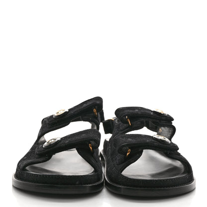 Chanel Denim Printed Dad Sandals 39.5 Black 2 of 8