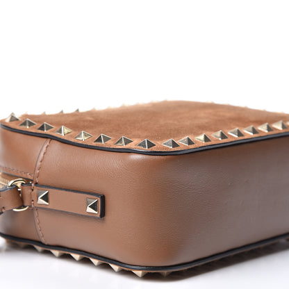 Valentino Garavani Suede Calfskin Rockstud Camera Crossbody Bag Deep Cuir 6 of 8