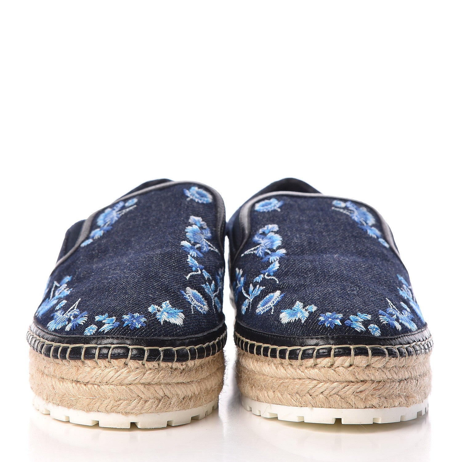 Christian Dior Denim Embroidered Espadrille 39 Blue 2 of 9