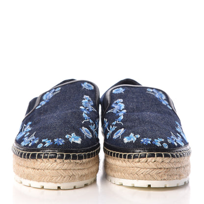 Christian Dior Denim Embroidered Espadrille 39 Blue 2 of 9