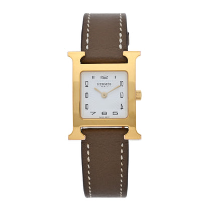 Hermes Stainless Steel Swift 21mm Heure H Hour Quartz Watch Etoupe 1 of 4