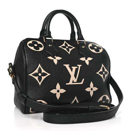 Louis Vuitton Empreinte Monogram Giant Speedy Bandouliere 25 Black Beige 3 of 8