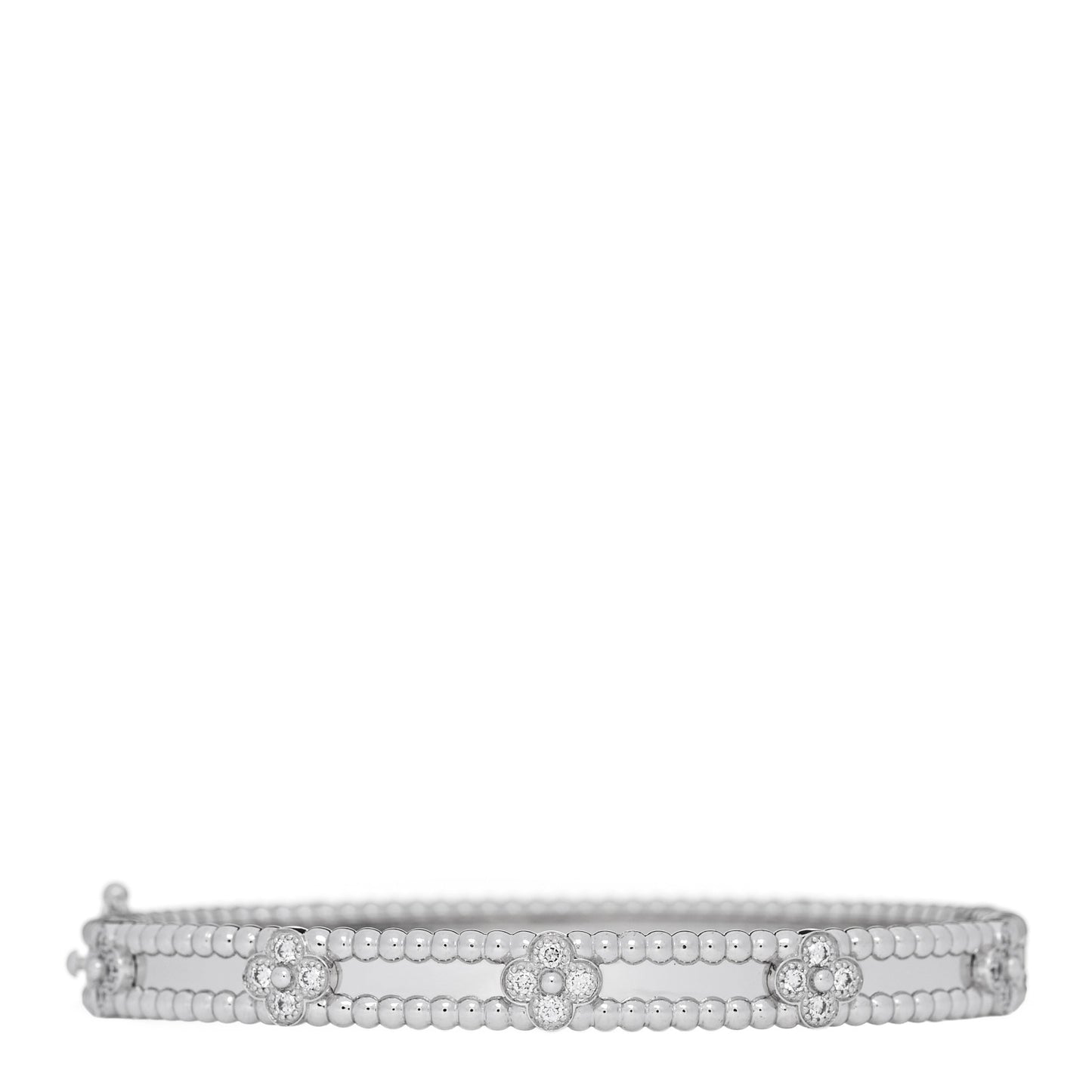 18K White Gold Diamond Perlee Sweet Clovers Bracelet S