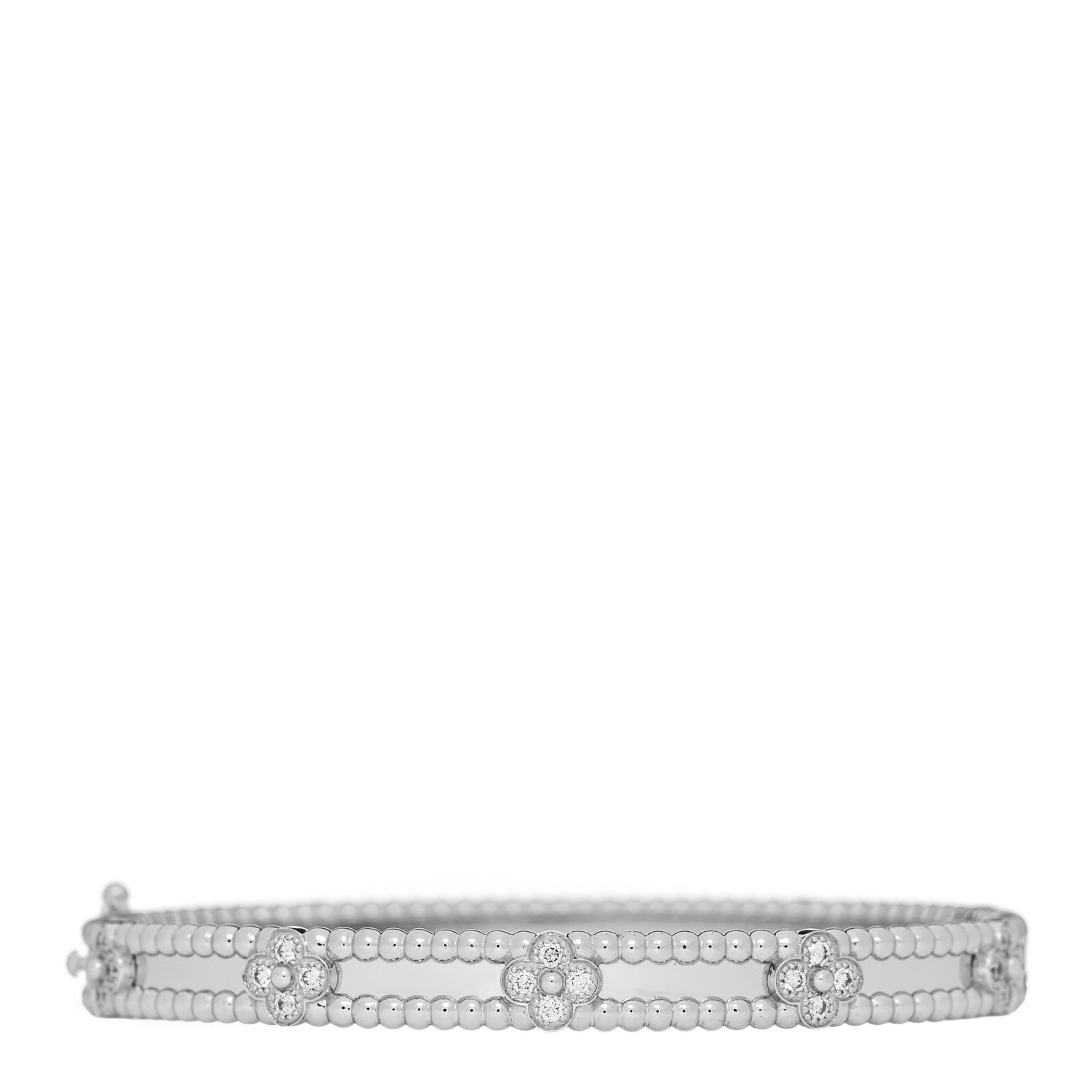 Van Cleef & Arpels 18K White Gold Diamond Perlee Sweet Clovers Bracelet S 2 of 4