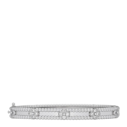 Van Cleef & Arpels 18K White Gold Diamond Perlee Sweet Clovers Bracelet S 2 of 4