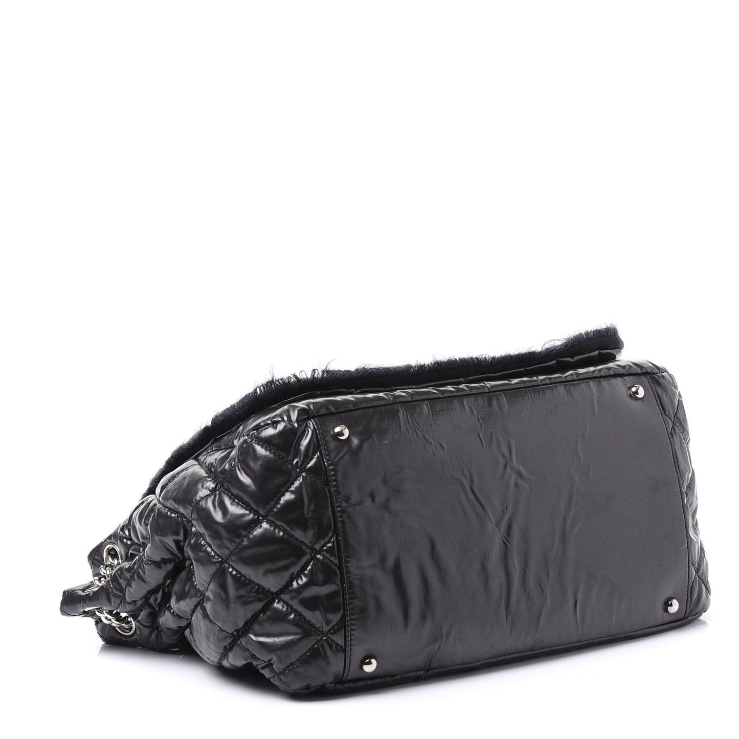 Vinyl Mohair Trimmed Accordion Arctic Polar Ice Flap Black