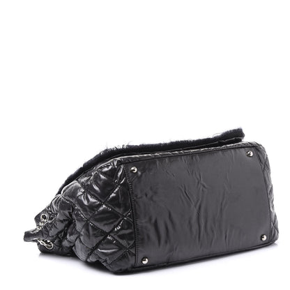 Chanel Vinyl Mohair Trimmed Accordion Arctic Polar Ice Flap Black 3 of 12