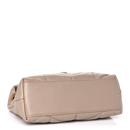 Saint Laurent Lambskin Quilted Small Loulou Puffer Monogram Chain Satchel Dark Beige 4 of 14