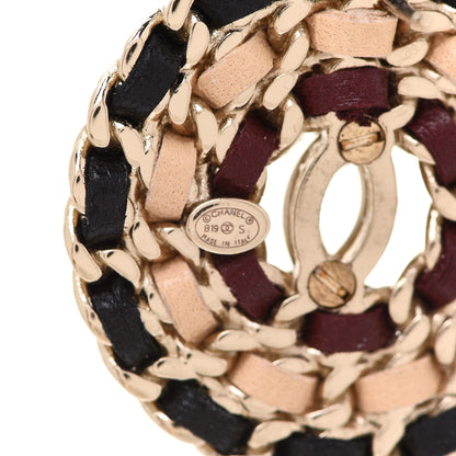 Chanel Metal Lambskin CC Round Earrings Black Gold 4 of 5