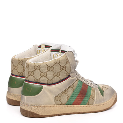 Gucci GG Monogram Nubuck Web Mens Screener High Top Sneakers 7.5 New Sand Dusty Milk Vintage Green 4 of 9