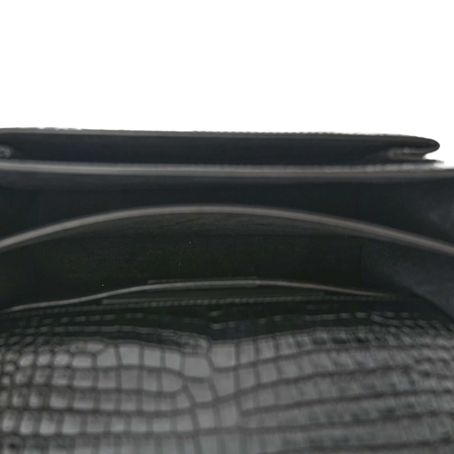 Calfskin Crocodile Embossed Medium Monogram Sunset Black